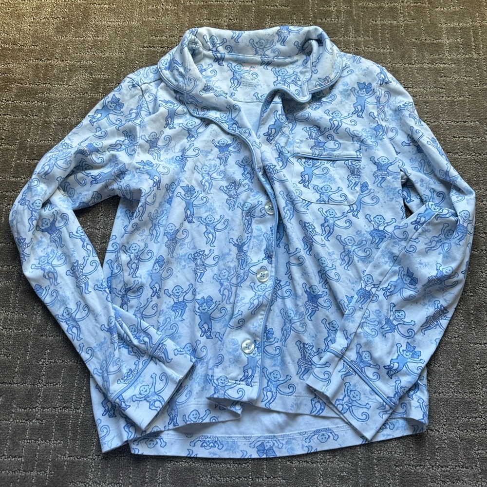 Loveshackfancy Roller Rabbit Monkey Pajama Top Button Down